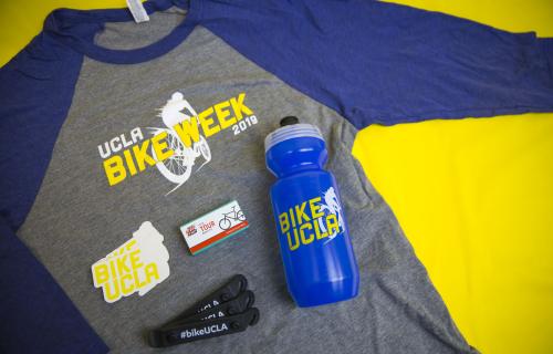 Bike Week t-shirt, water bottle, stickers, and bike gear