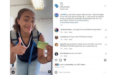 Instagram Reel with a student holding a TAP card